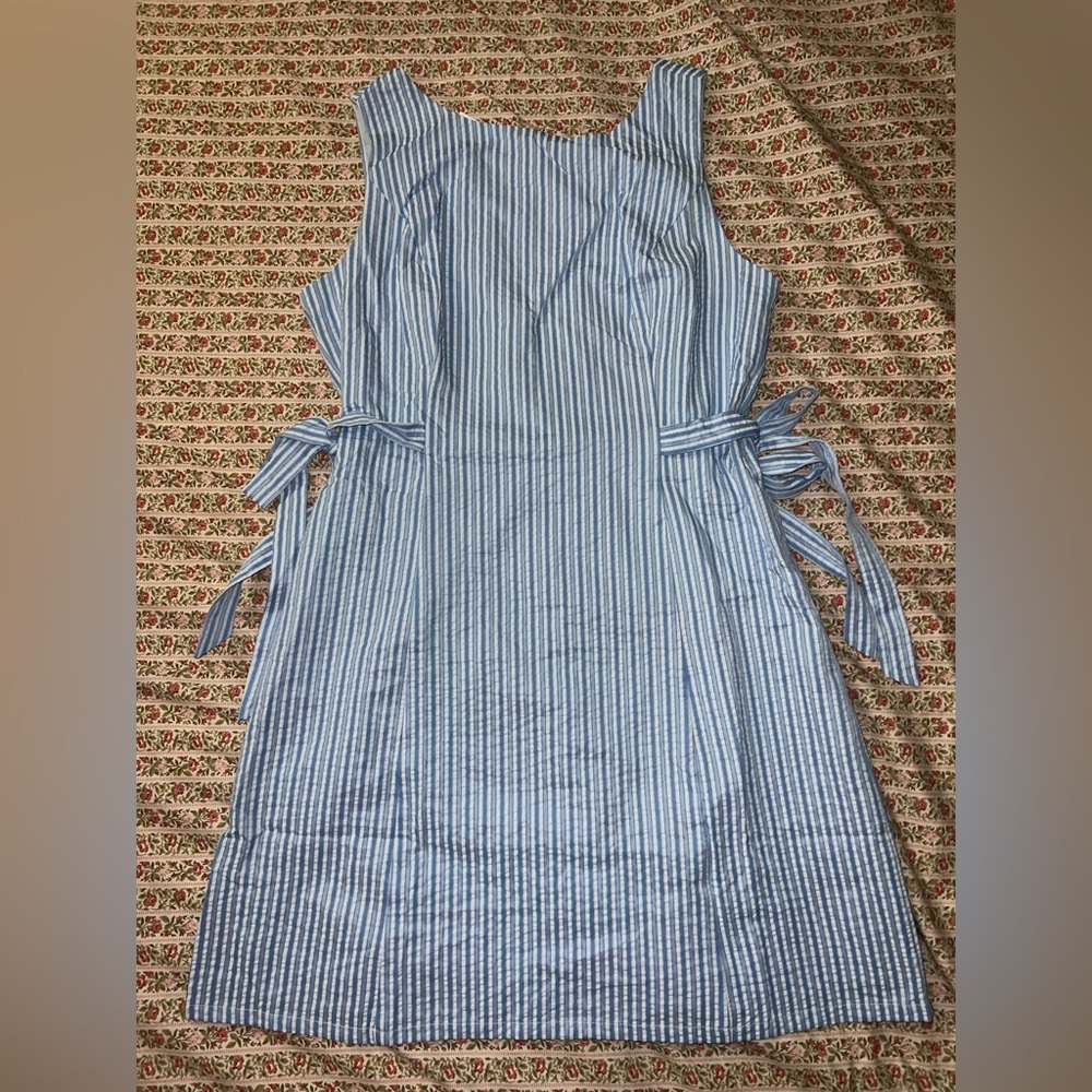 Landry Kate / GILLI Monroe Mini Dress Blue & White Striped Side Bow Ties Large - Picture 3 of 16